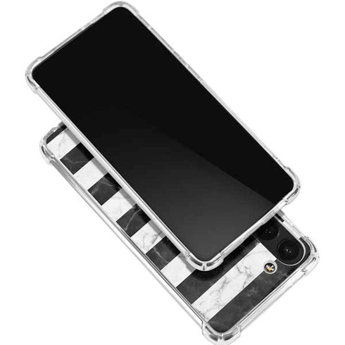 Black and White Striped Marble Galaxy S24 FE Clear Case